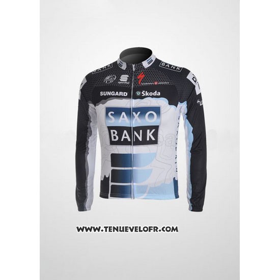 2010 Maillot Ciclismo Saxo Bank Noir et Blanc Manches Longues et Cuissard